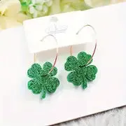 Shamrock Charm Hoop Earrings