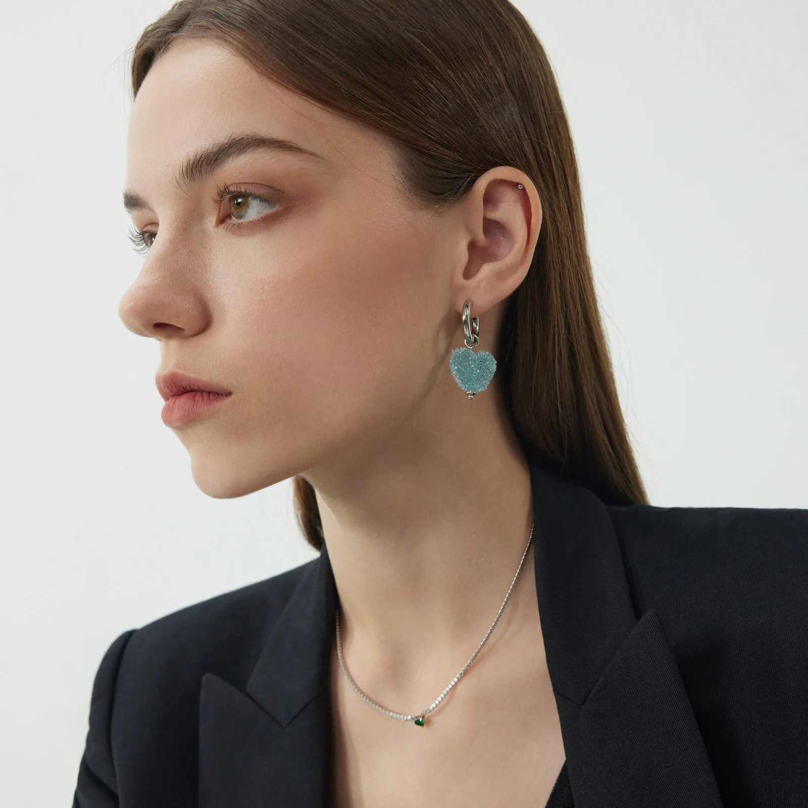 Shinning Heart Hoop Earrings