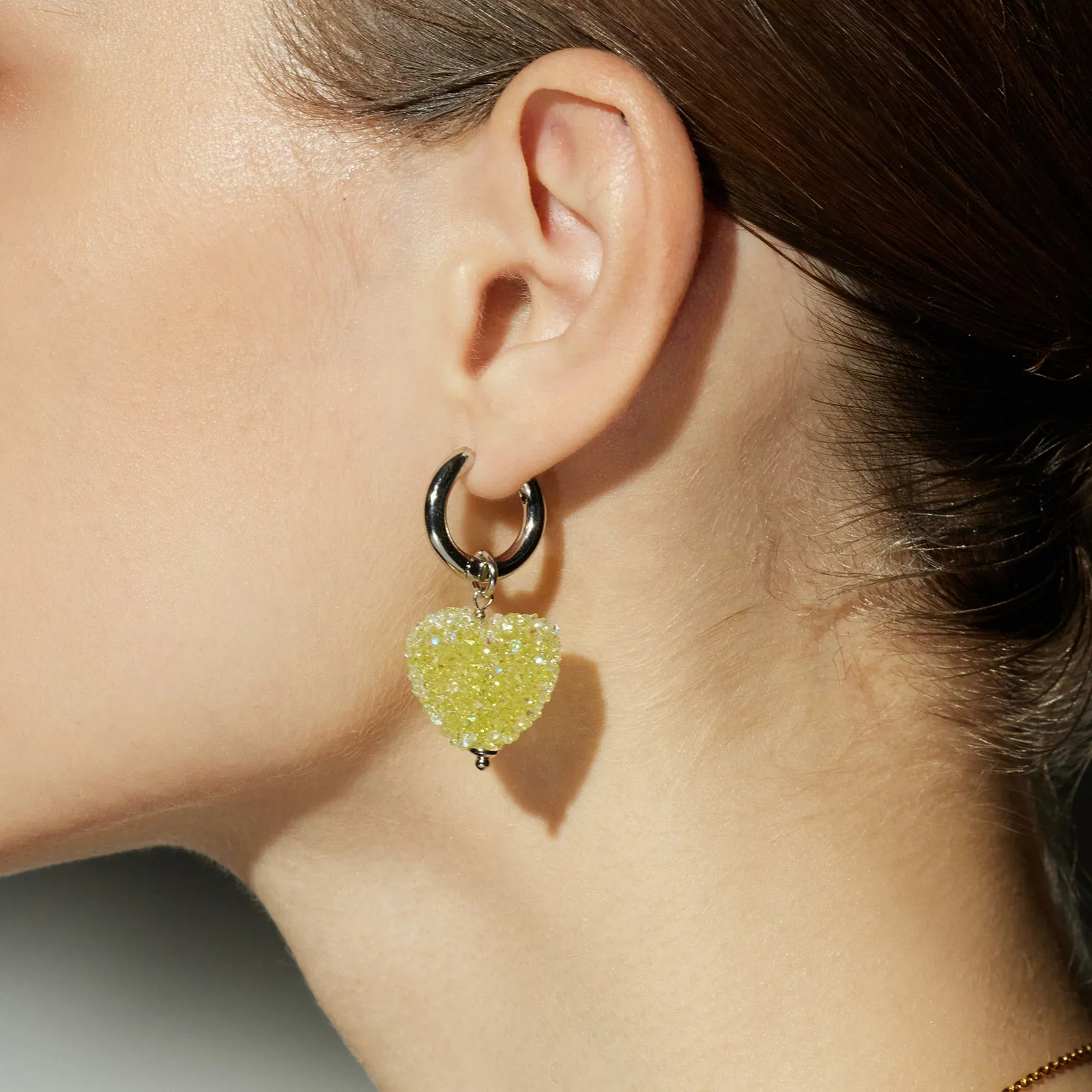 Shinning Heart Hoop Earrings