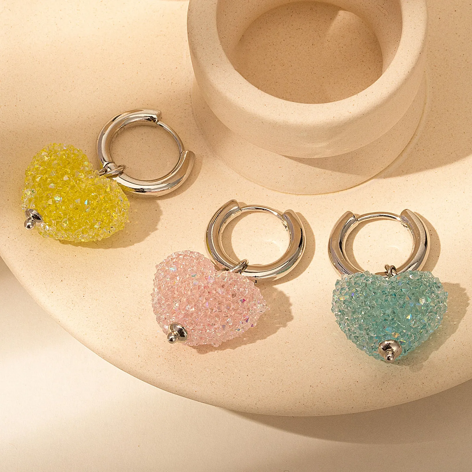 Shinning Heart Hoop Earrings