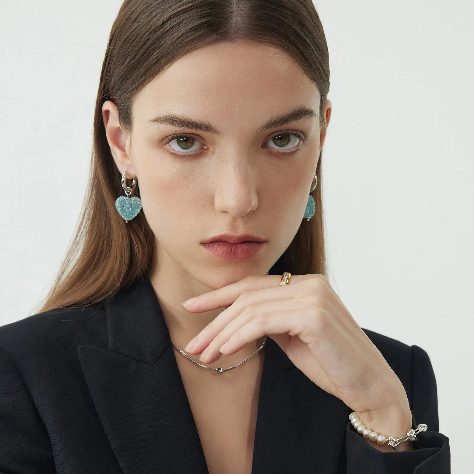 Shinning Heart Hoop Earrings