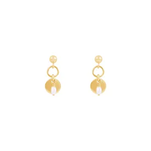 Sia Freshwater Pearl Earrings - Gold