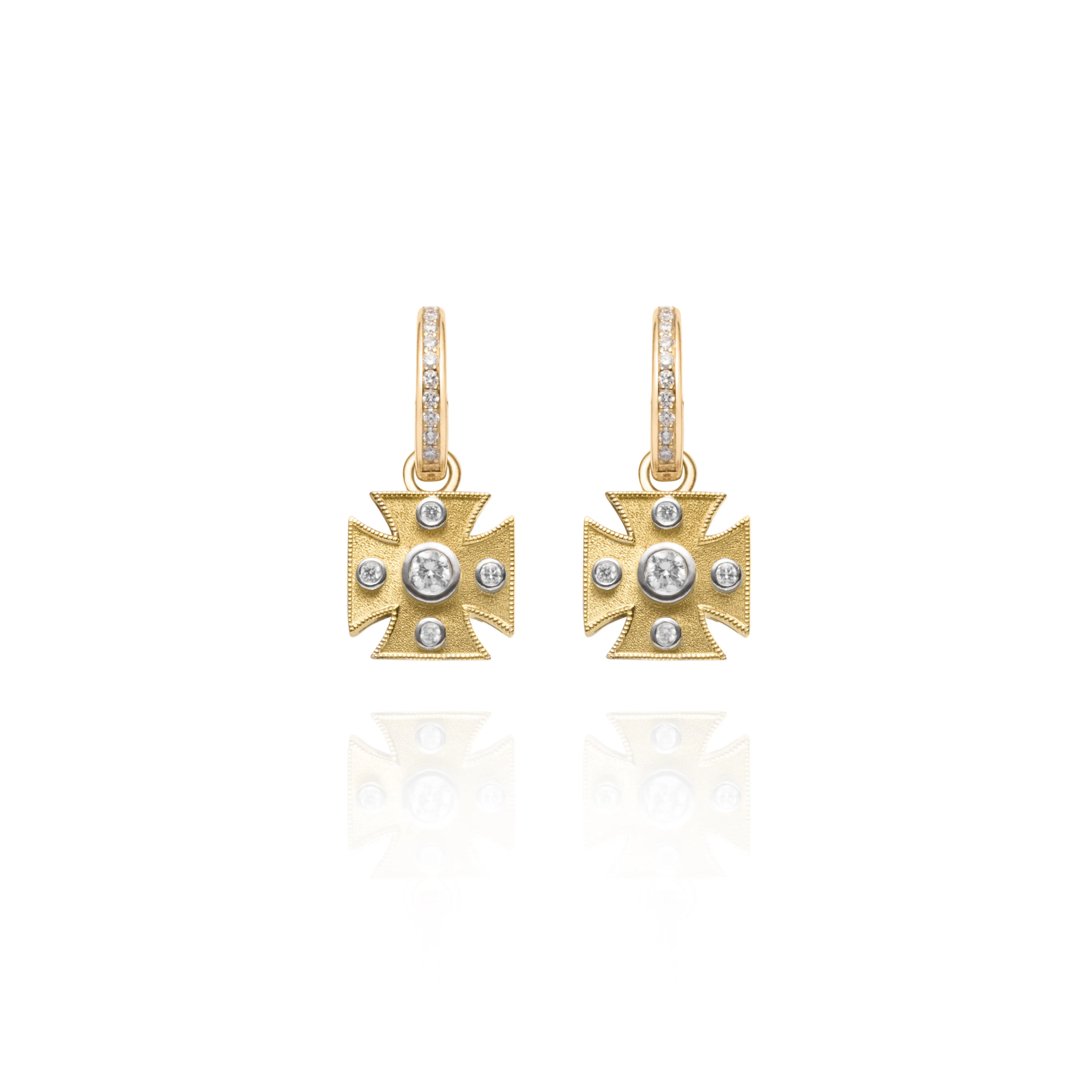 Signature Yellow Maltese Cross Charm Earrings