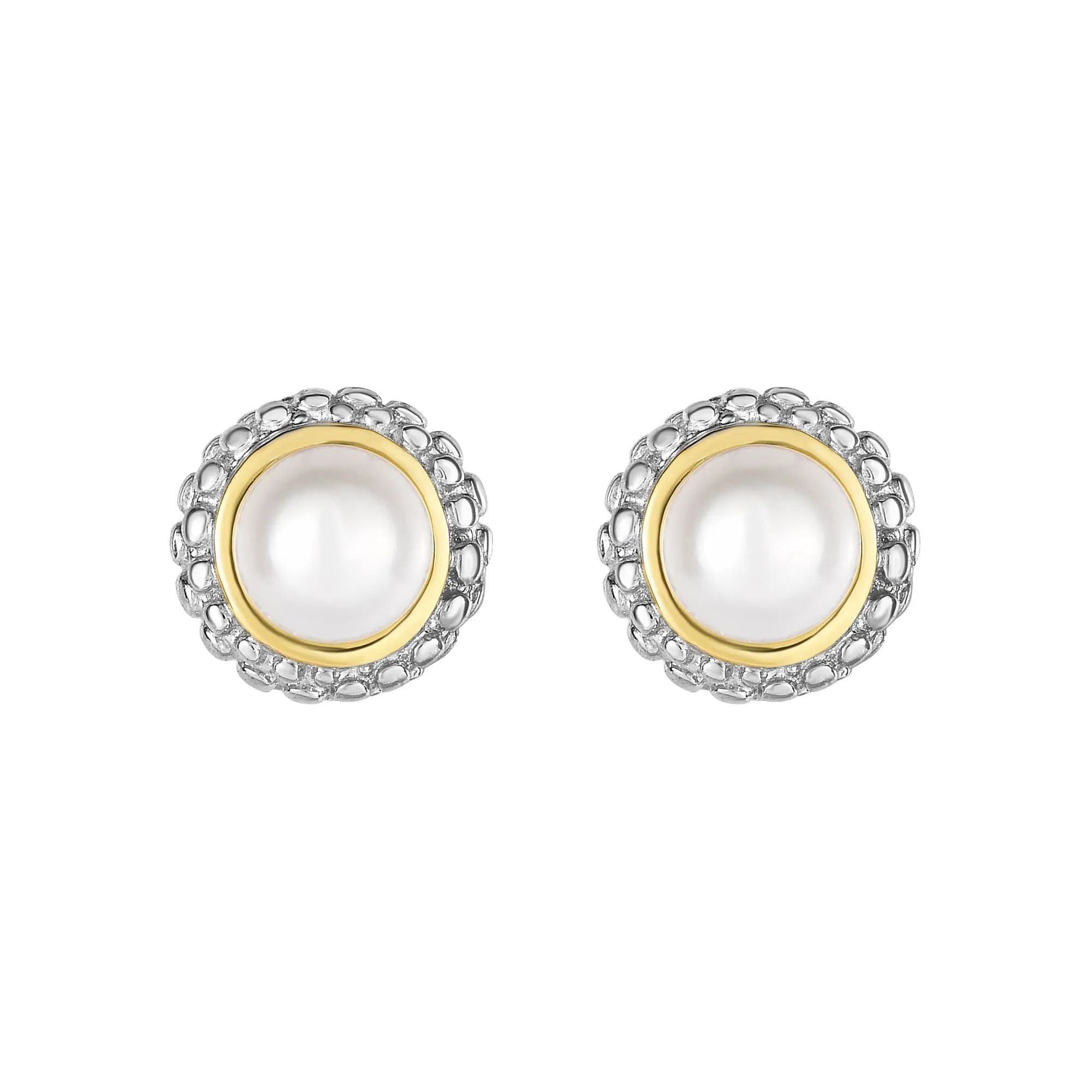 Silver & 18K Gold Popcorn Pearl Stud Earrings
