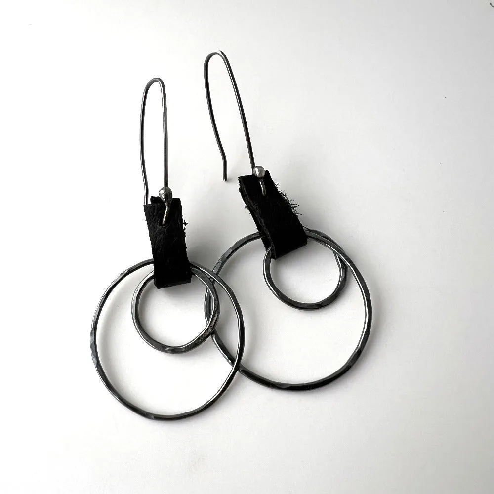 Silver and Leather Earrings No. 1