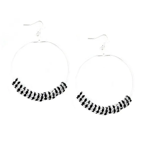 SILVER-BLACK ROUND EARRINGS  #ER1326_S-BLACK (LE5)