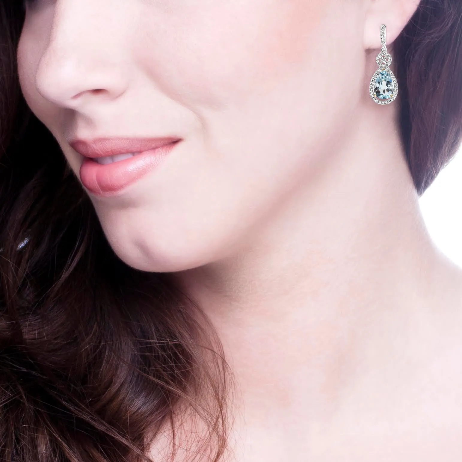 Silver Blue Topaz Victorian Teardrops with 18 KGP Prongs