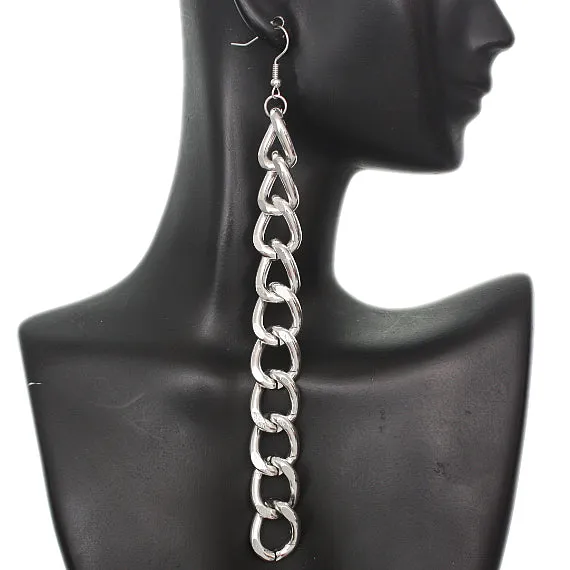 Silver Chain Link Dangle Earrings