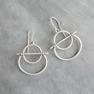 Silver Circle Earrings, oxidized silver earrings, pewter earrings, antique silver earrings, silver boho earrings, rustic silver earrings