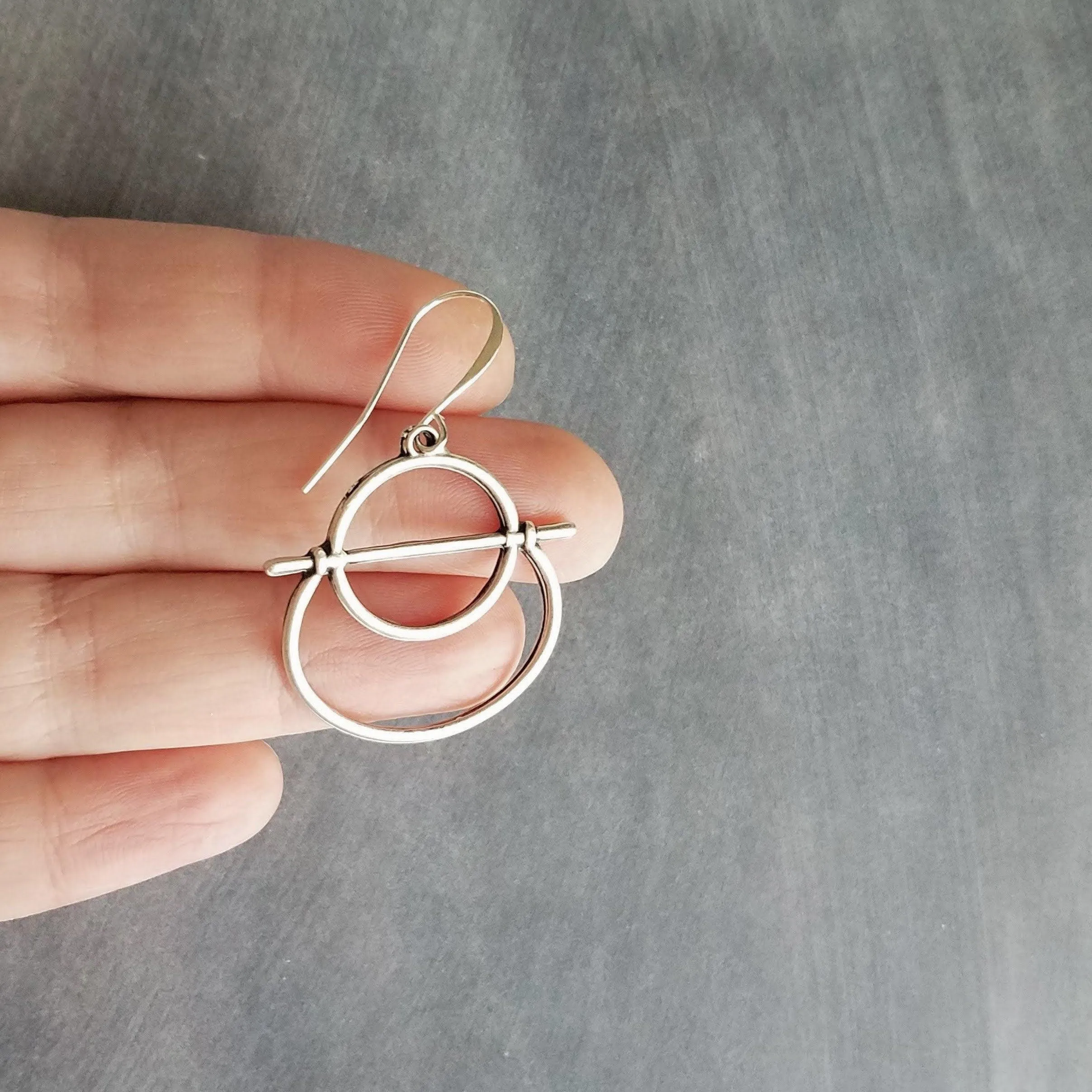 Silver Circle Earrings, oxidized silver earrings, pewter earrings, antique silver earrings, silver boho earrings, rustic silver earrings