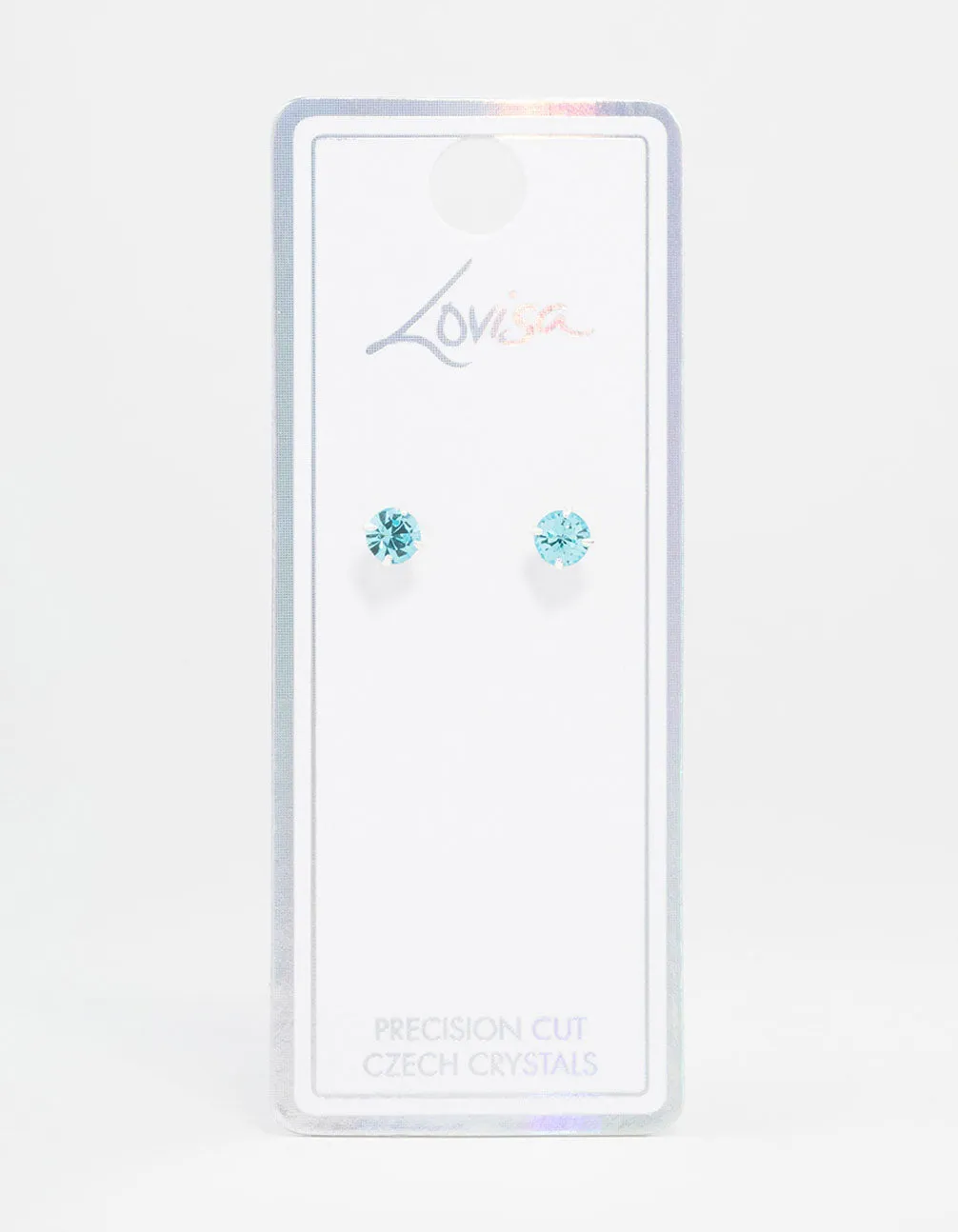 Silver Circular Blue Bohemia Crystal Stud Earrings 5 MM