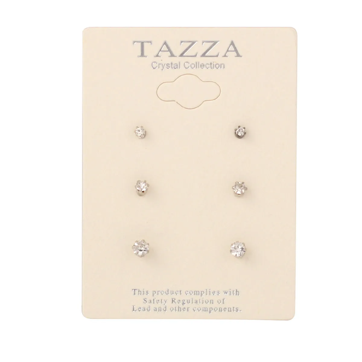 SILVER CRYSTAL 4MM 3MM AND 2MM SET OF 3 STUD EARRING #FW-E104 (SHCE6)