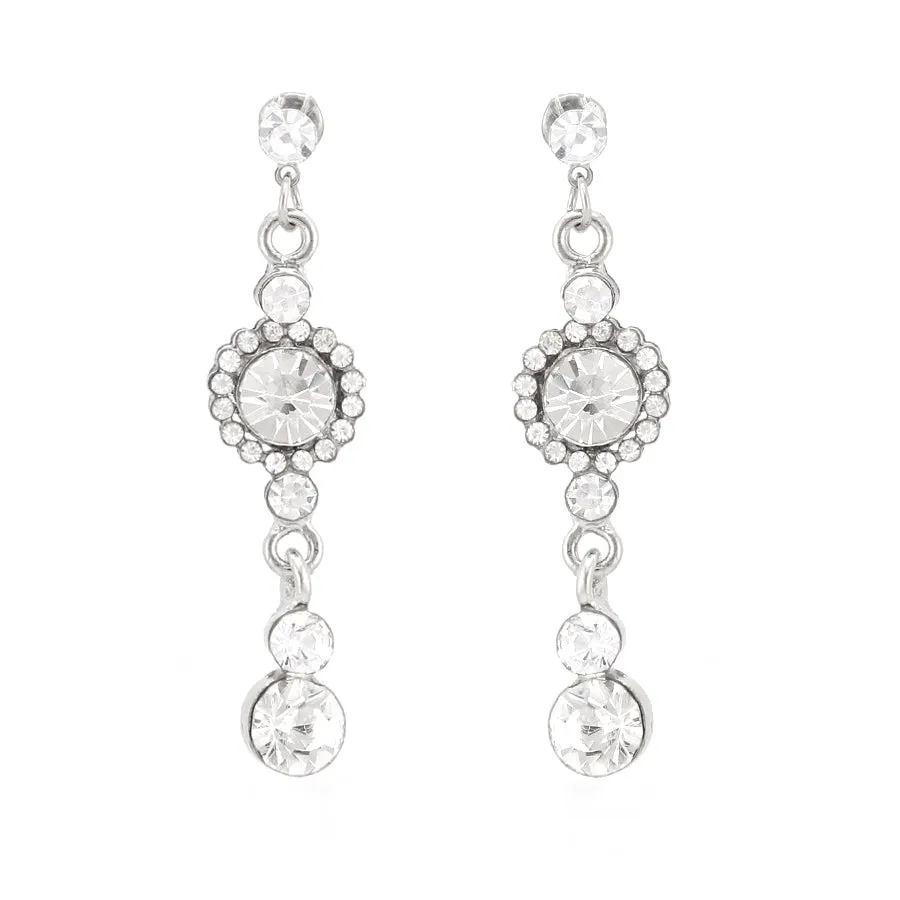 SILVER CRYSTAL EARRING  #FW5521-R-03 (OC22)