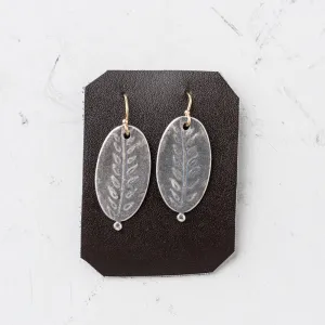 Silver Fern Oval Earrings
