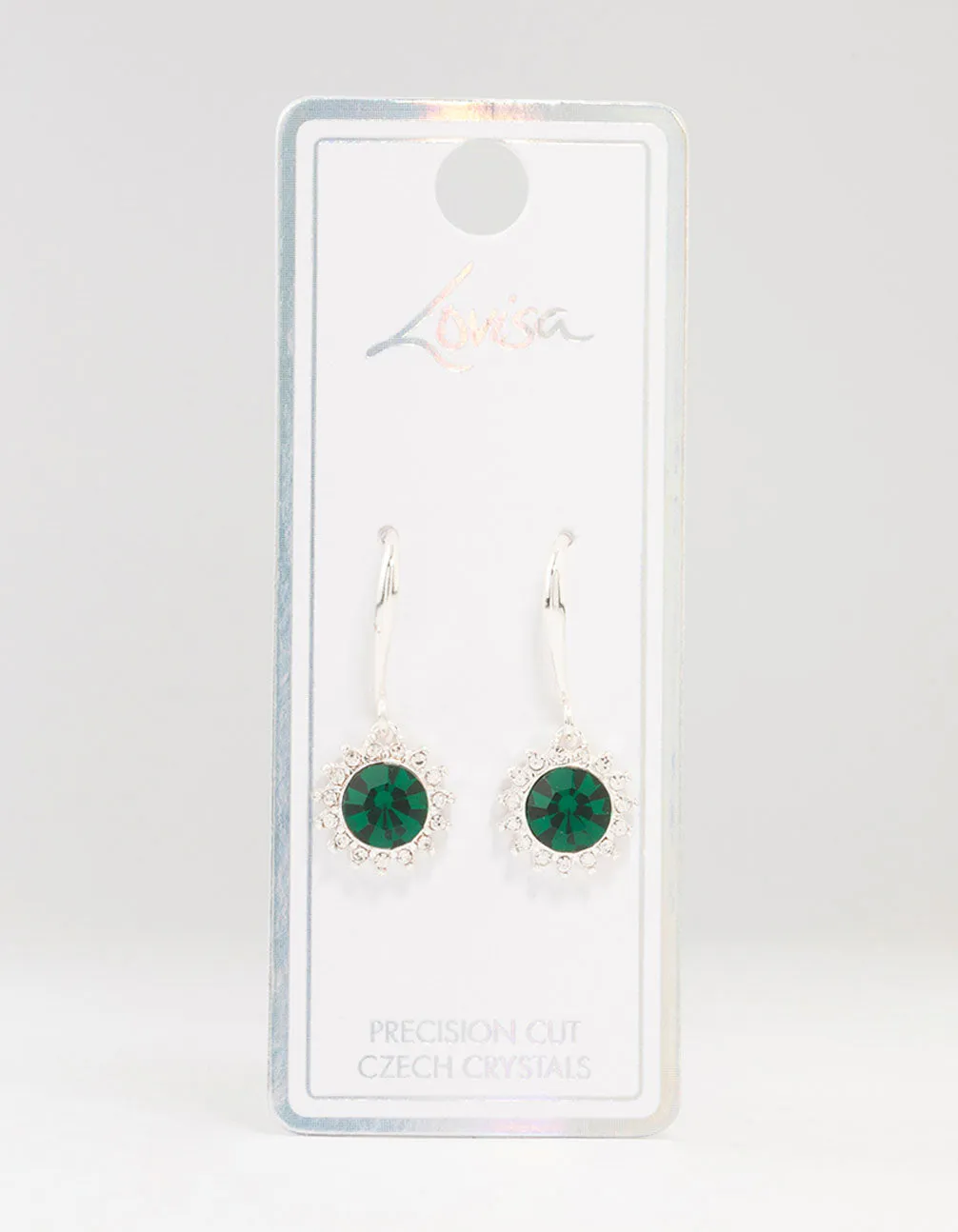 Silver Flower Czech Crystal Drop Earrings