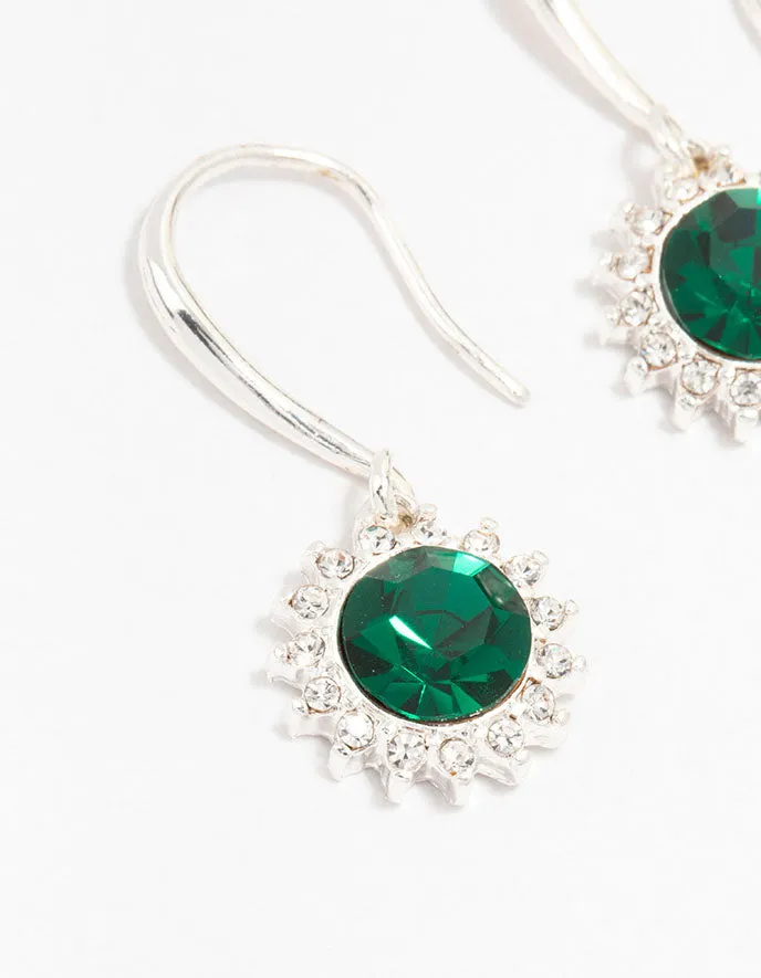 Silver Flower Czech Crystal Drop Earrings