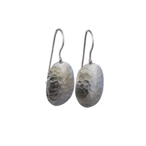 Silver Geo Oval Earrings