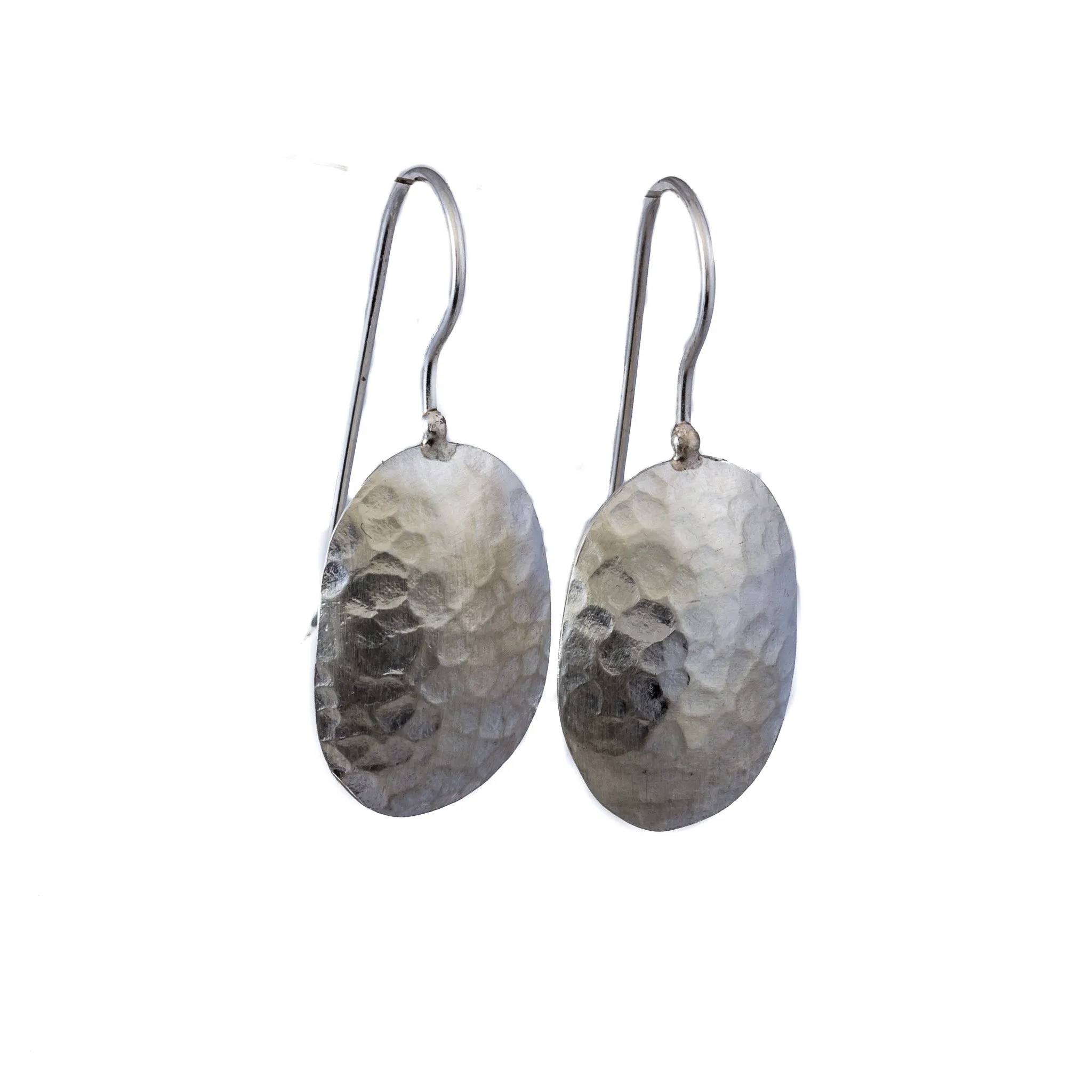 Silver Geo Oval Earrings
