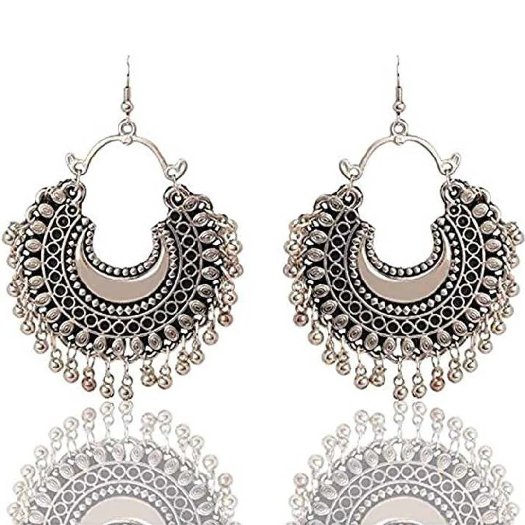 Silver Half Moon Chandbali Jhumki