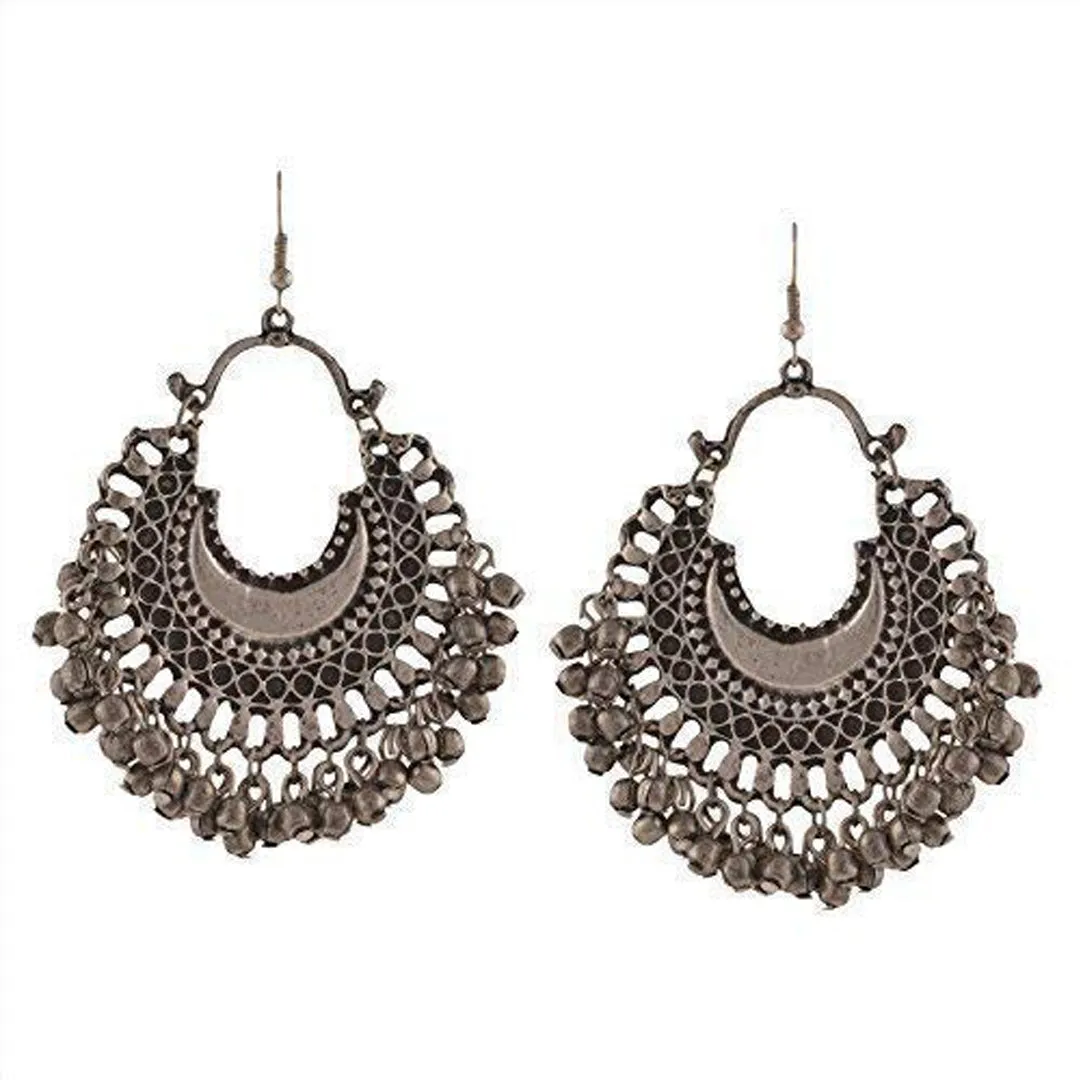 Silver Half Moon Chandbali Jhumki