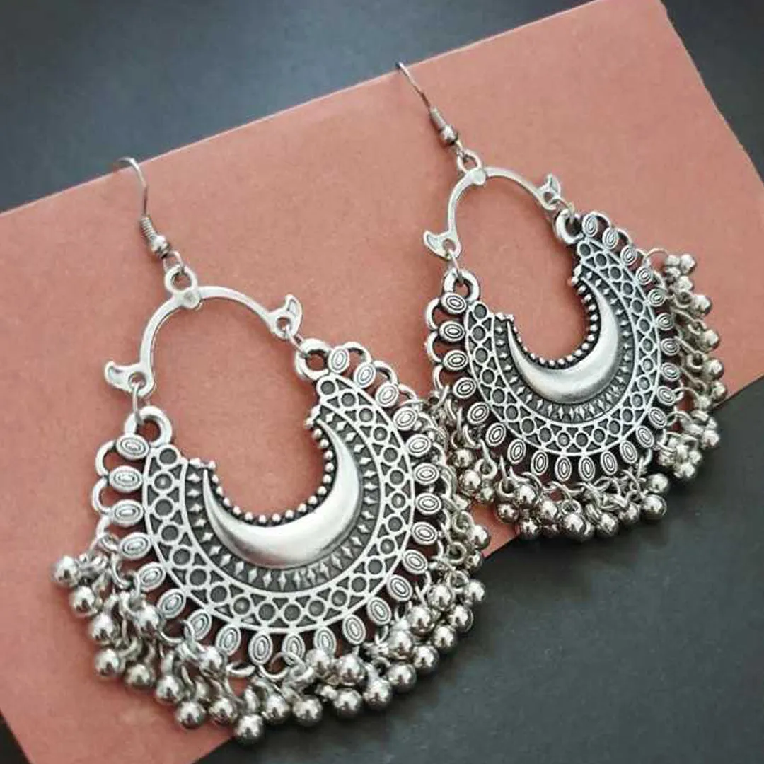 Silver Half Moon Chandbali Jhumki