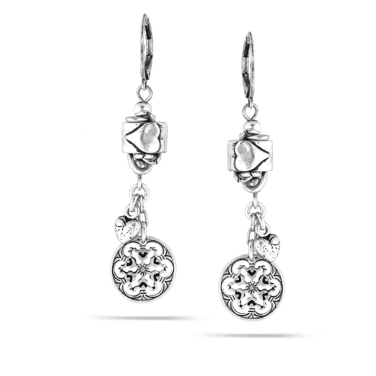 SILVER HEART FILIGREE CHARM EARRINGS #249SV3401