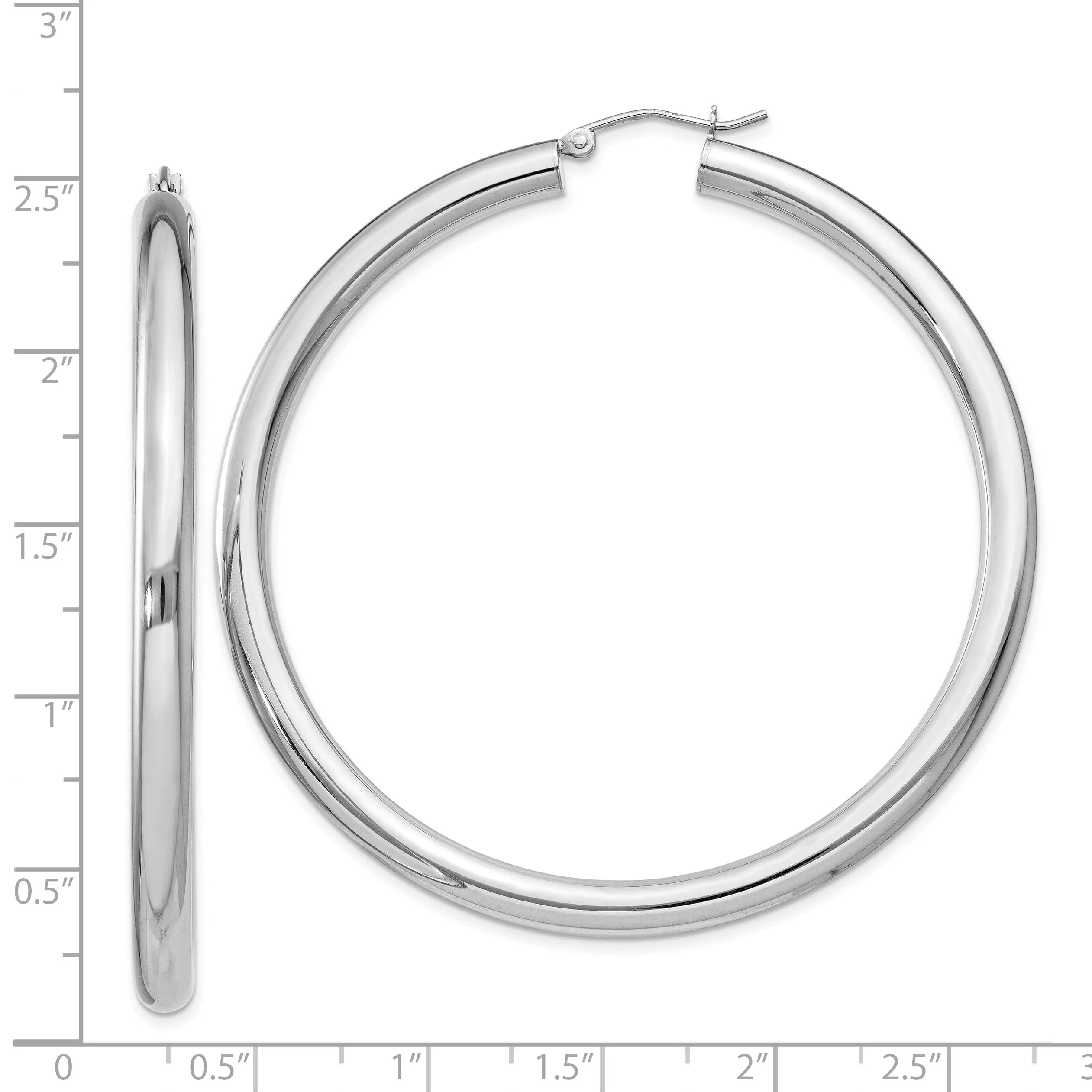 Silver Hollow Round Hoop Hinged Earrings