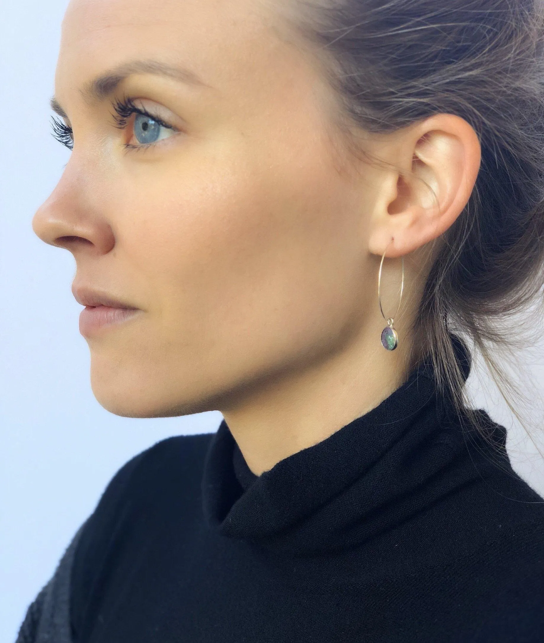 Silver Margi Hoops in Ruby Zoisite