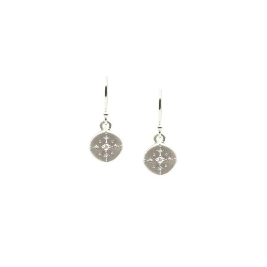 Silver New Moon Charm Diamond Earrings