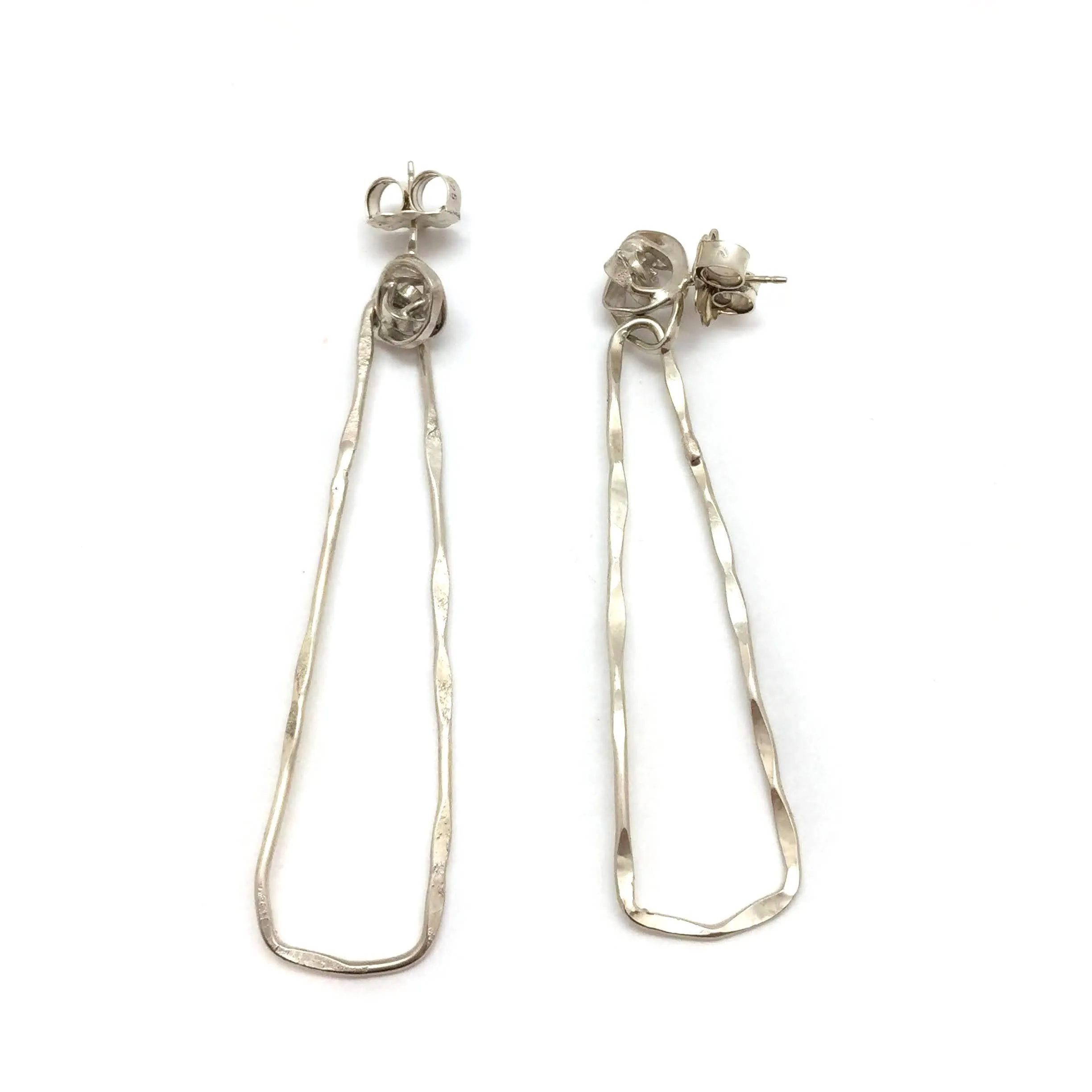 Silver Oblong Knot Hoops