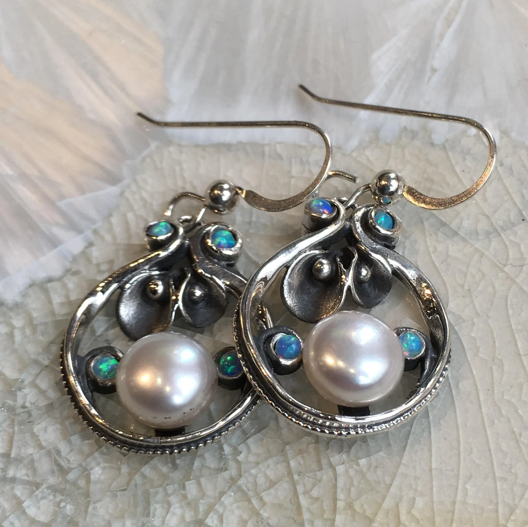 Silver Pearl Dangle Earrings - Suddenly.
