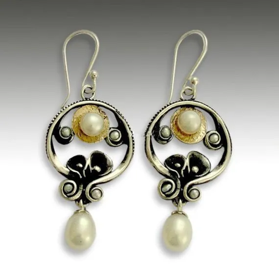 Silver Pearl Dangle Earrings - Suddenly.