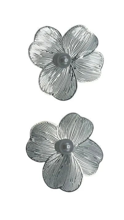 Silver Pearl Petal Earrings