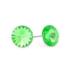SILVER  PERIDOT ROUND CRYSTAL EARRINGS  #ME-47SS-03 (OA3)