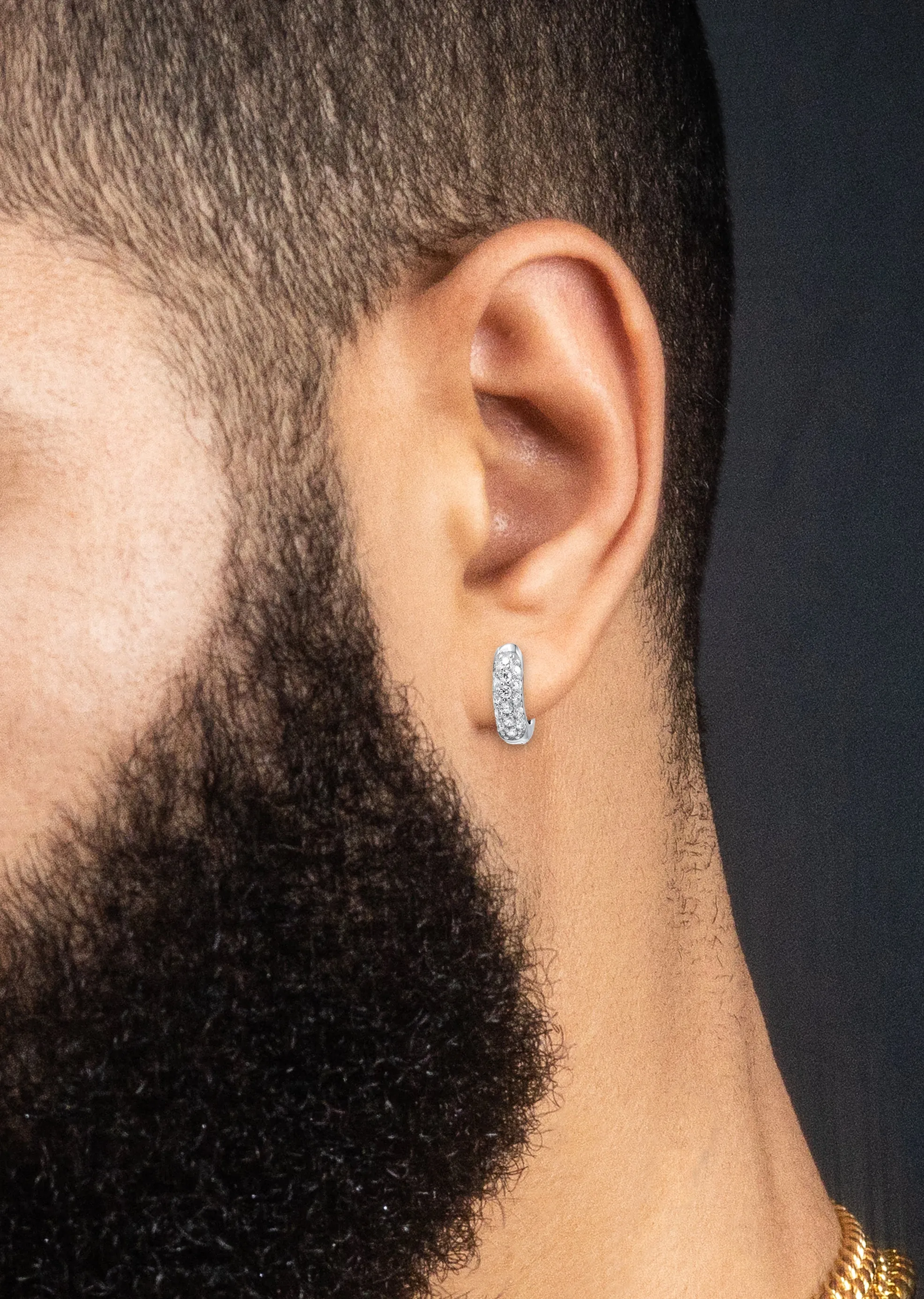 Silver Round Clear CZ Hoop Earrings | Appx. 2.3 Grams