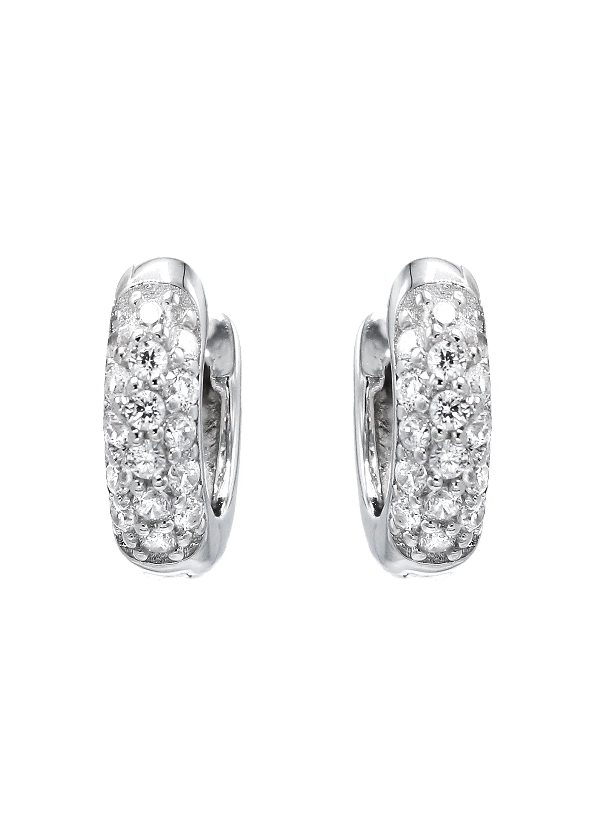 Silver Round Clear CZ Hoop Earrings | Appx. 2.3 Grams