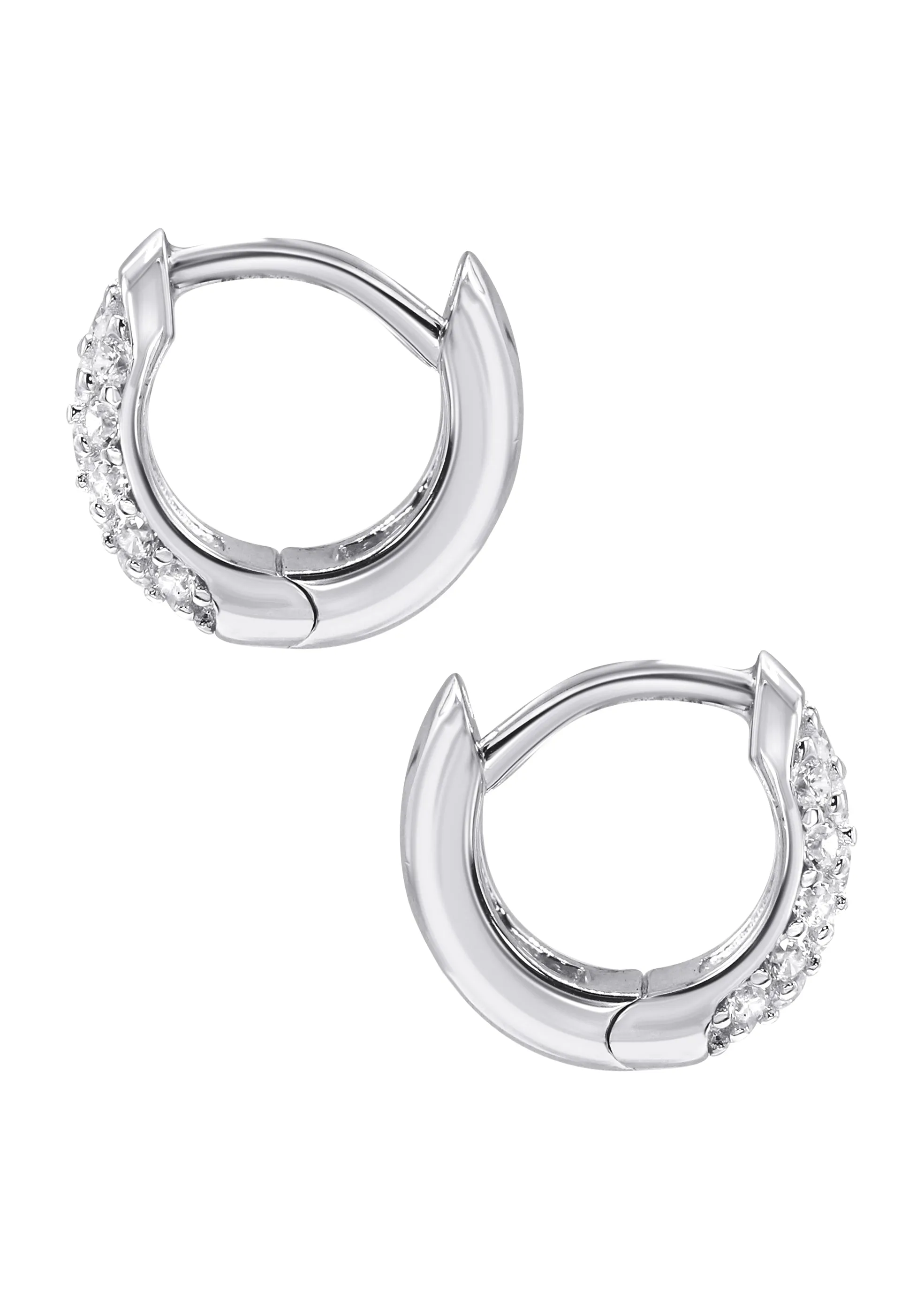 Silver Round Clear CZ Hoop Earrings | Appx. 2.3 Grams