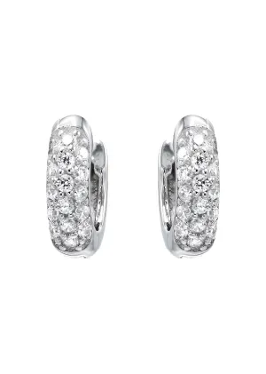Silver Round Clear CZ Hoop Earrings | Appx. 2.3 Grams