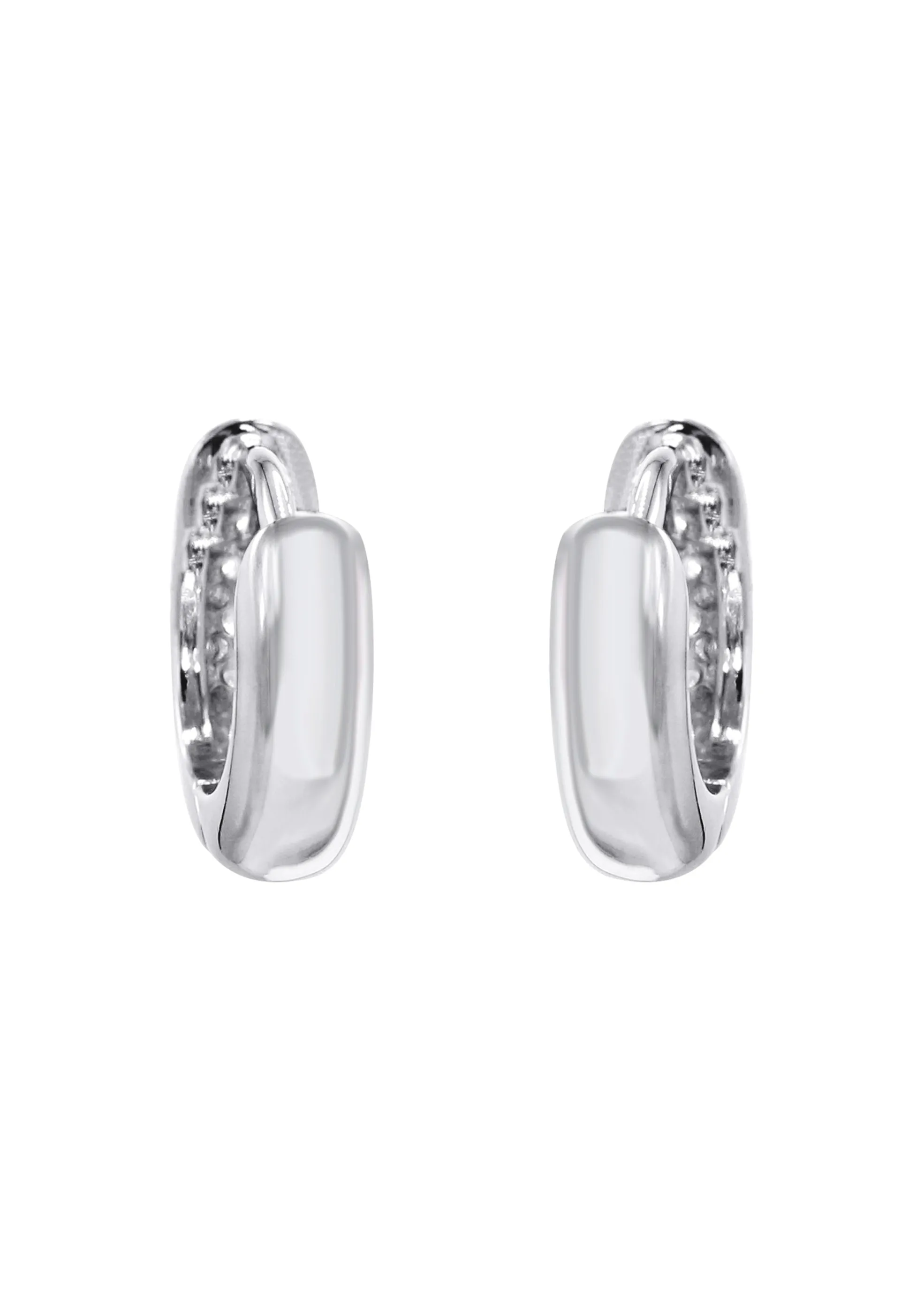 Silver Round Clear CZ Hoop Earrings | Appx. 2.3 Grams