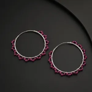 Silver Ruby Hoops Earring