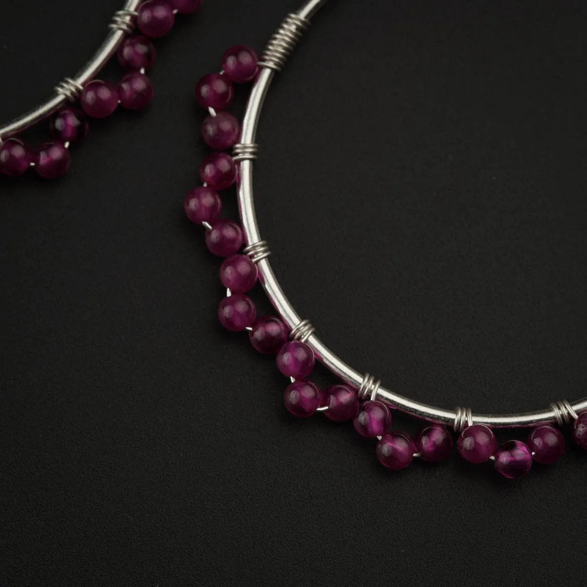 Silver Ruby Hoops Earring