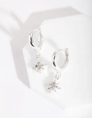 Silver Star Charm Huggie Earrings
