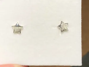 Silver Star Diamond Earrings