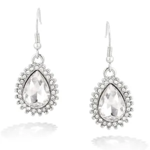 SILVER TEARDROP CRYSAL   EARRINGS #ADX6800101 (SHB6)