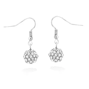 SILVER-TONE ROUND CRYSTAL EARRINGS  #HBNE41321R/CRY (OH23)