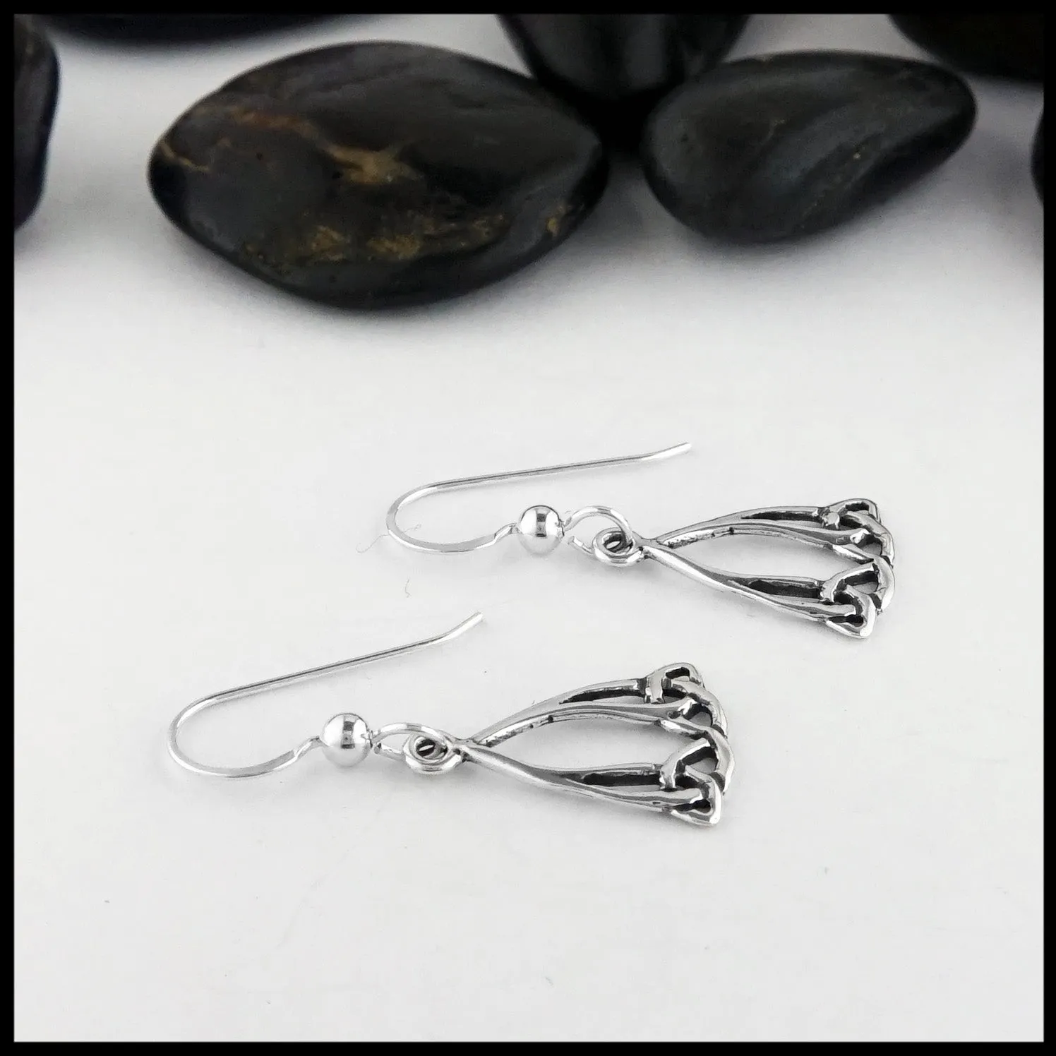 Silver Trinity Knot Drop Earrings