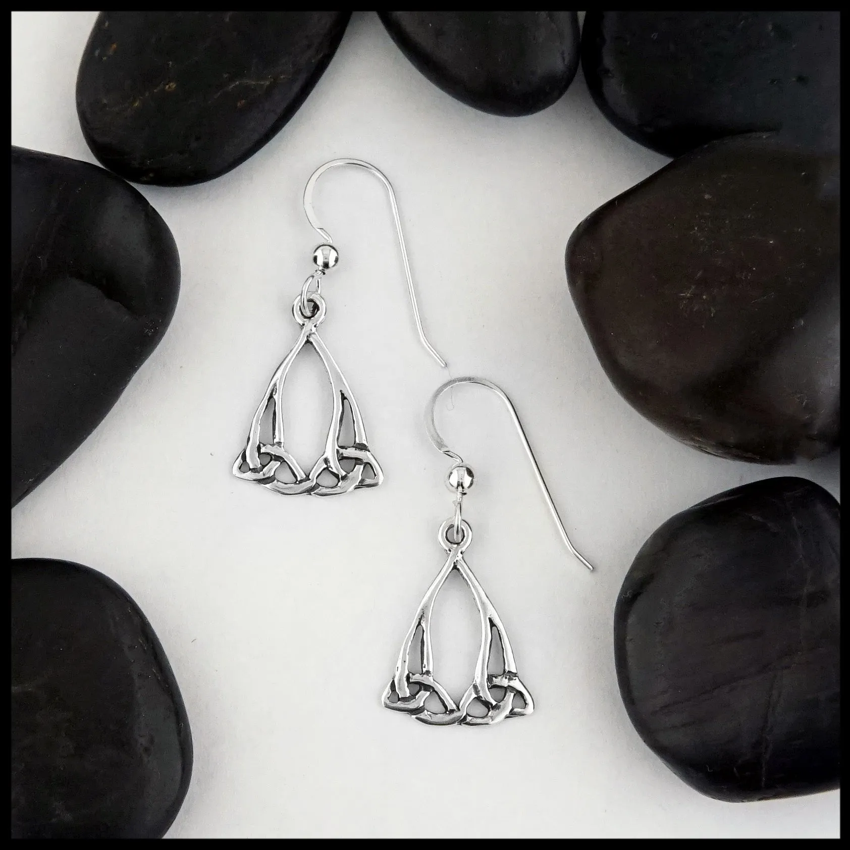 Silver Trinity Knot Drop Earrings