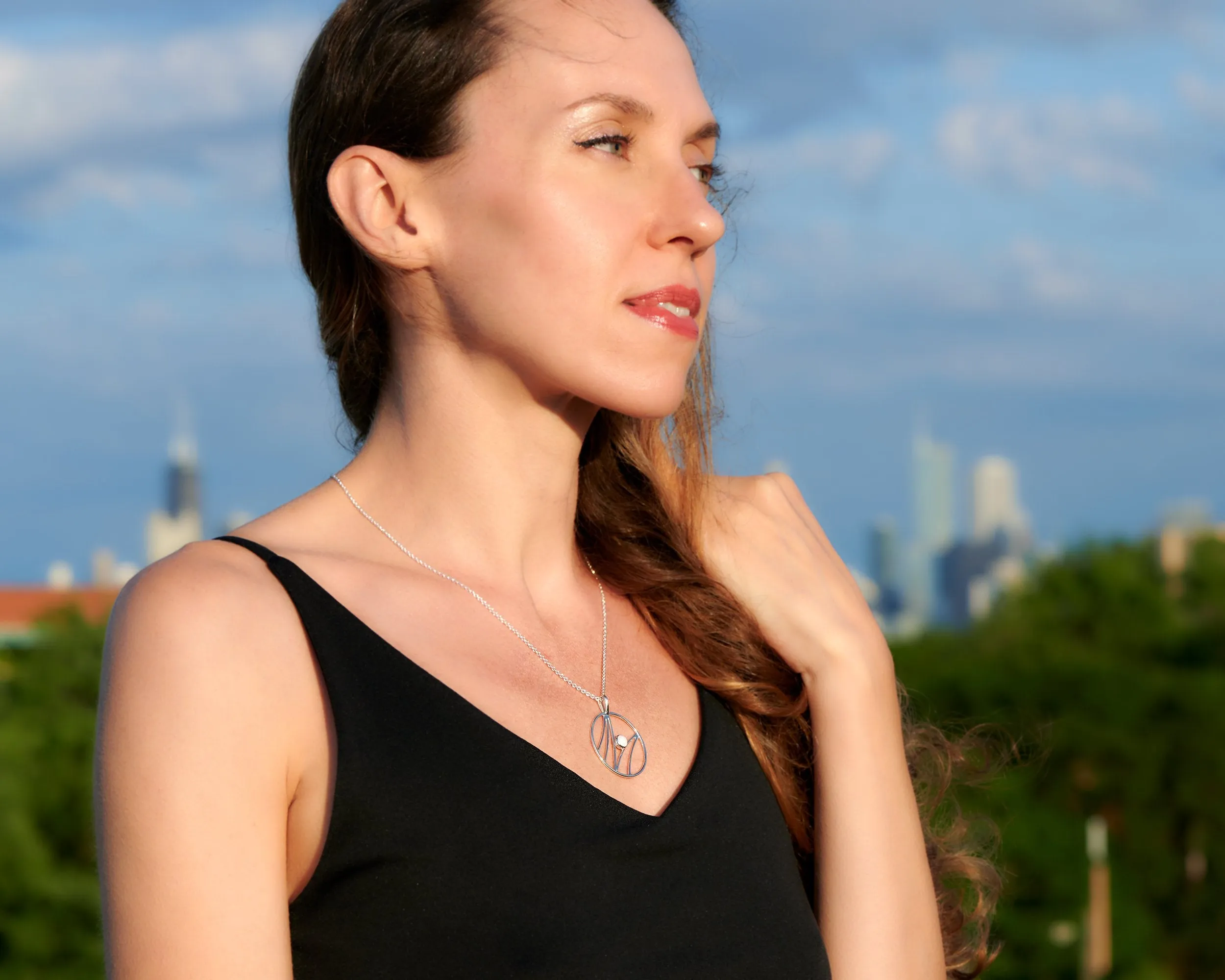 Silver Wave Opal Necklace