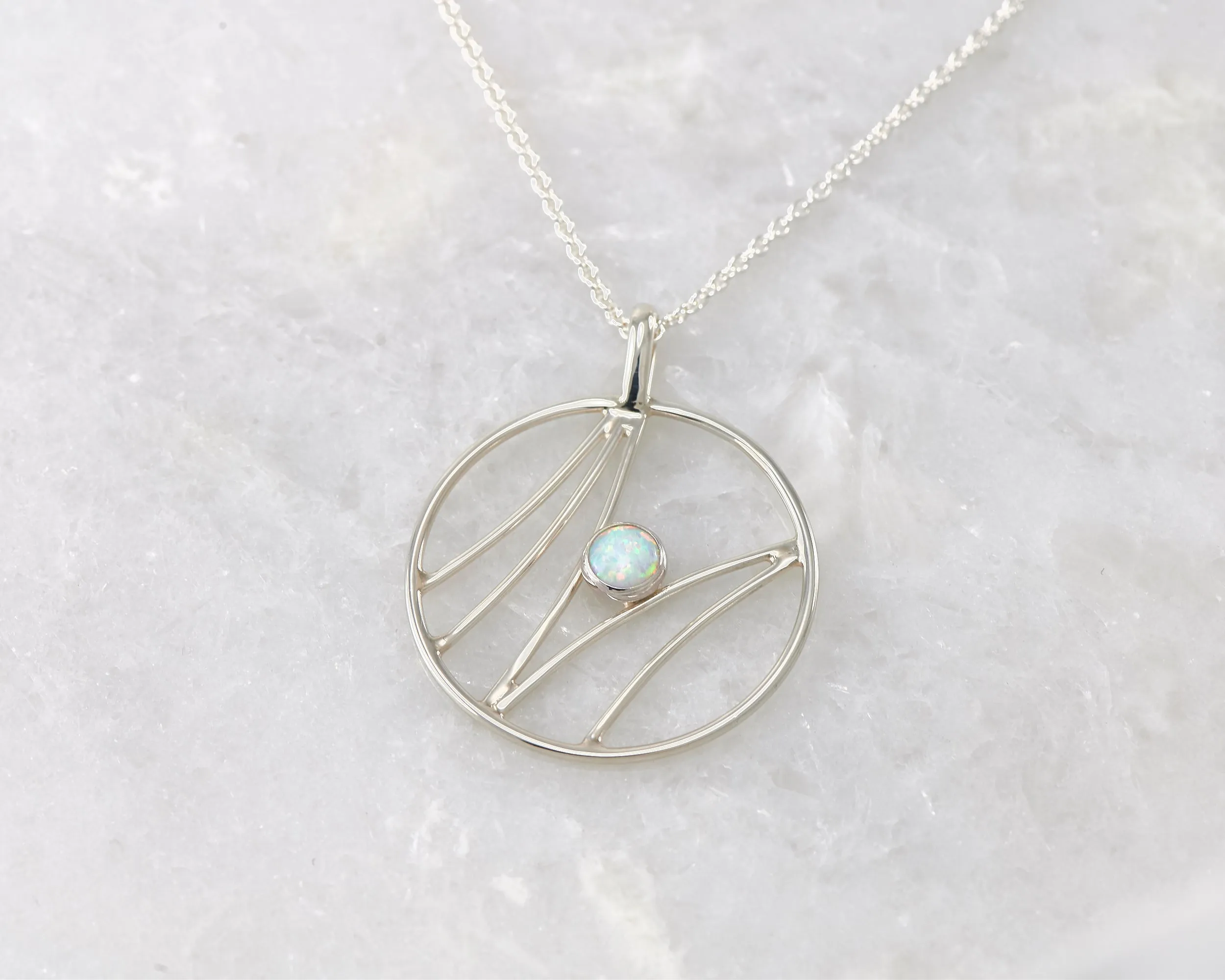 Silver Wave Opal Necklace