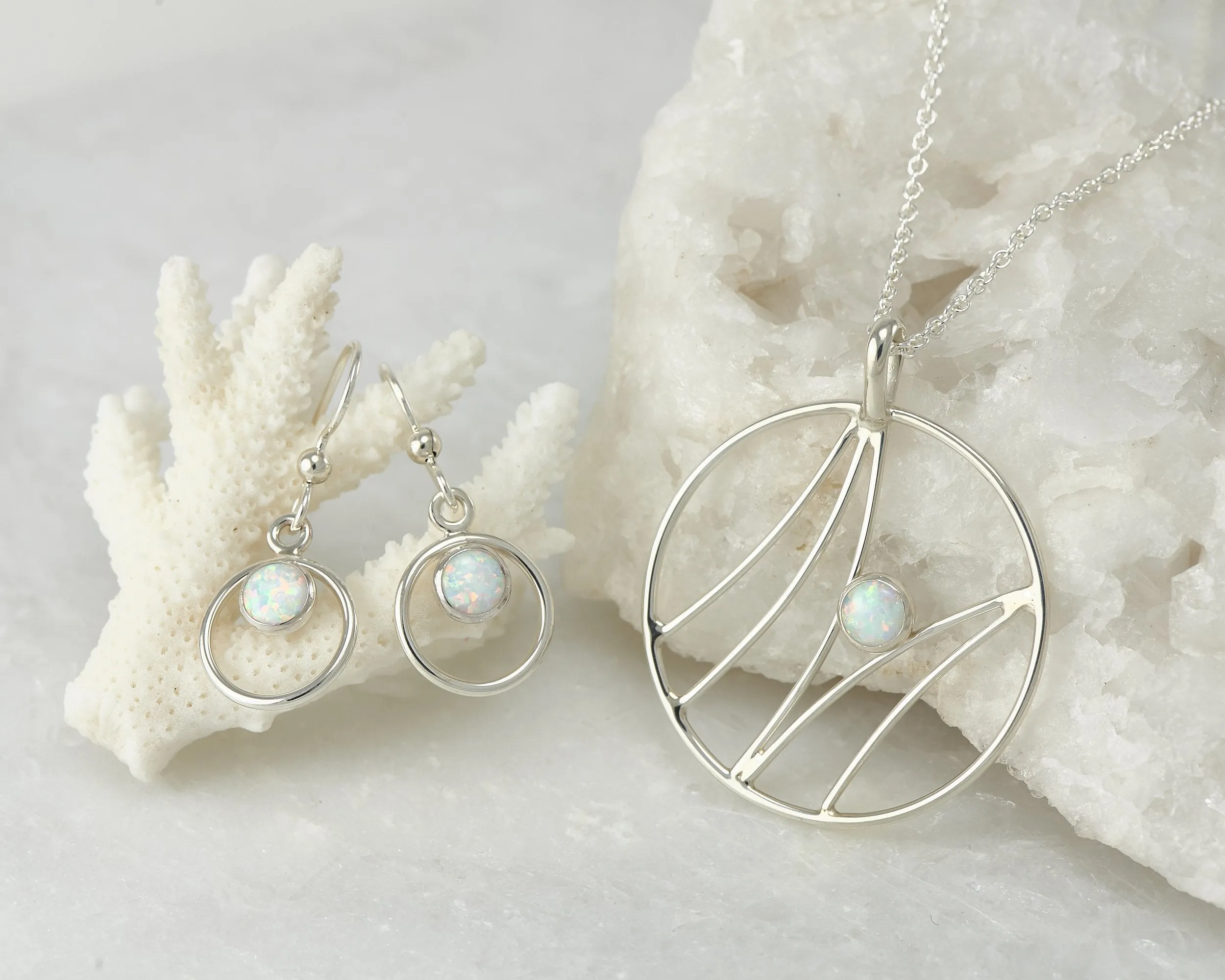 Silver Wave Opal Necklace